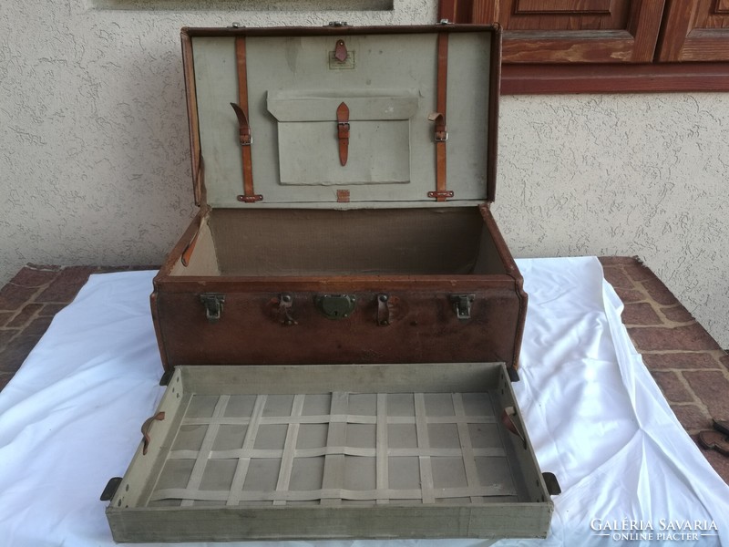Antique large leather suitcase