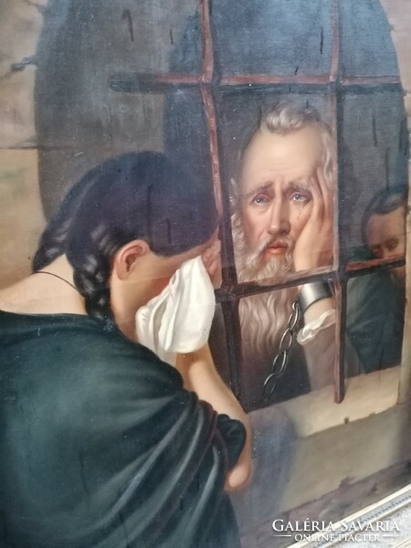 XIX. századi festmény Jablonczai János József búcsút mond a lányának a Leopoldvár-i börtön ablakon