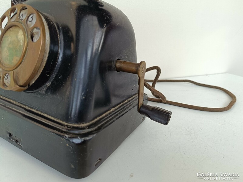 Antik telefon asztali kurblis tárcsás telefon 1930-as évek sérült 7796