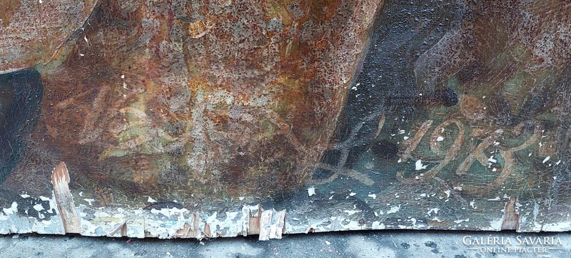 Jelzett, hatalmas (140x250 cm) olaj-fa történelmi festmény