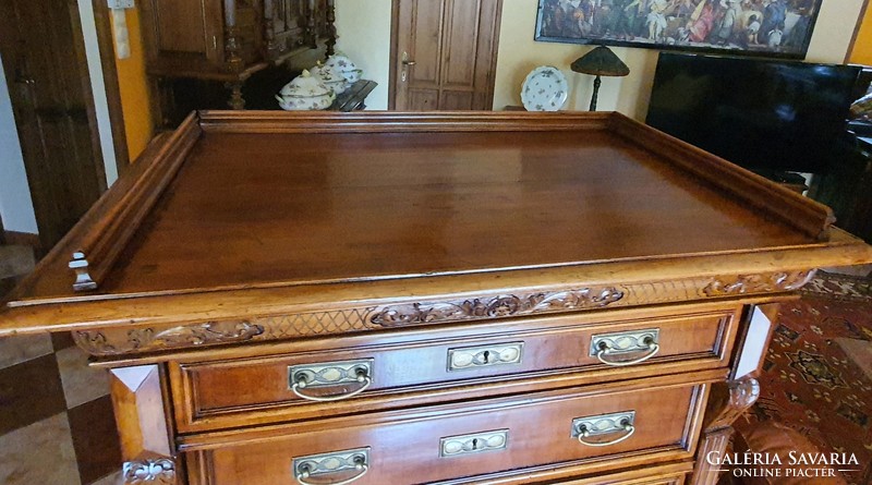 Pewter carved chest of drawers, cabinet, sideboard