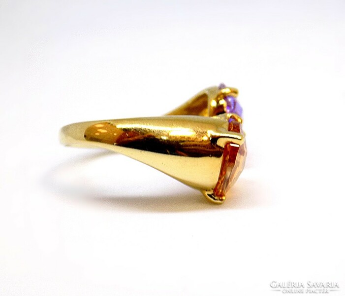 Gold ring with spinel stones (zal-au95479)
