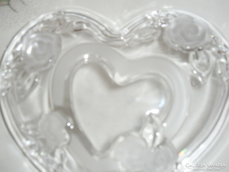 Heart-shaped German glass bonbonier, box