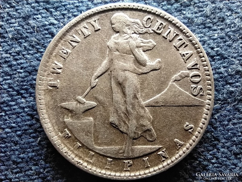 Fülöp-szigetek Nemzetközösség (1935-1946) .750 ezüst 20 centavo 1945 D (id50797)