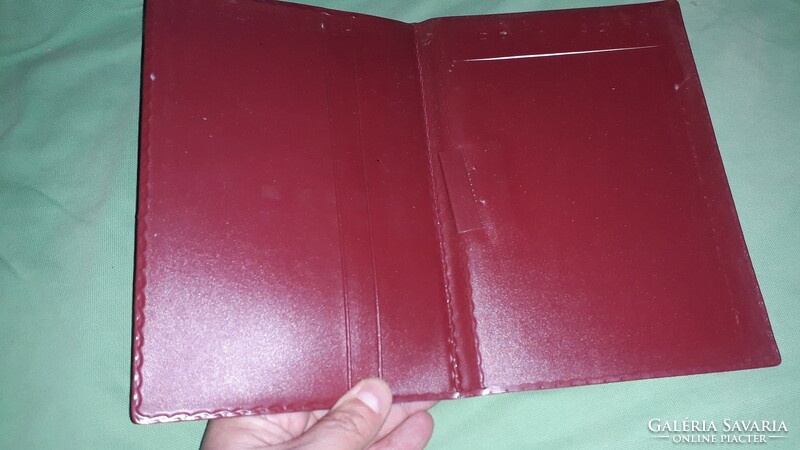 Old 1970s burgundy artificial leather advertising notestarto chinoin pharmaceutical factory according to the pictures