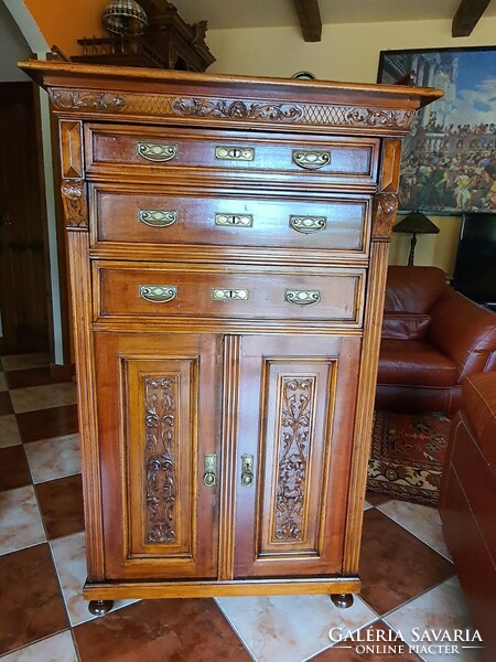Pewter carved chest of drawers, cabinet, sideboard