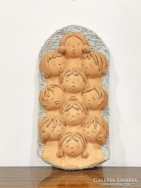 Antalfiné szente Katalin ceramic wall decoration - children's choir