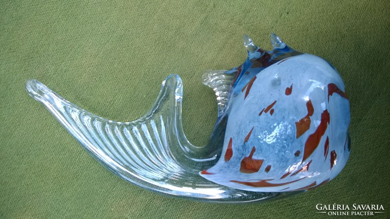 Mtarfa-glassblowers-Malta artistic glass factory - blown glass fish-glass figure 18 cm