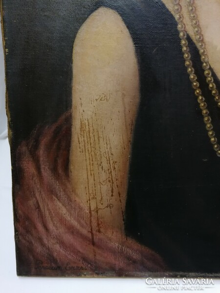 Persian Erzsébet (Erzsi) olaj-vászon női portré festmény