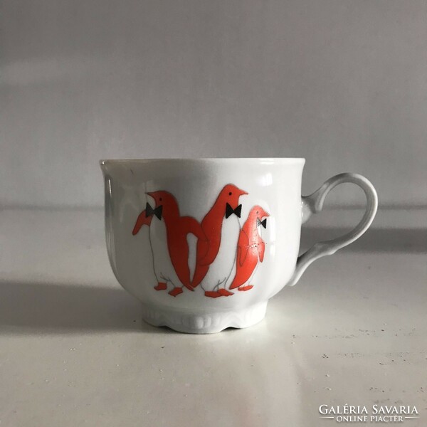 Pingvines porcelán tál és csésze