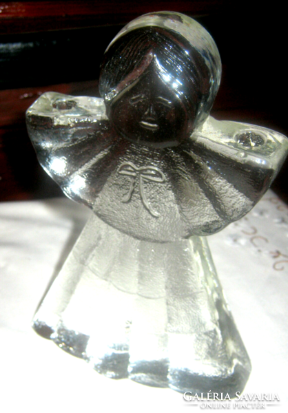 Vintage angel ice glass candle holder