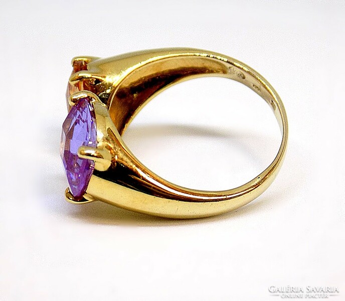 Gold ring with spinel stones (zal-au95479)