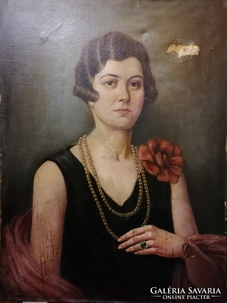 Persian Erzsébet (Erzsi) oil-on-canvas female portrait painting