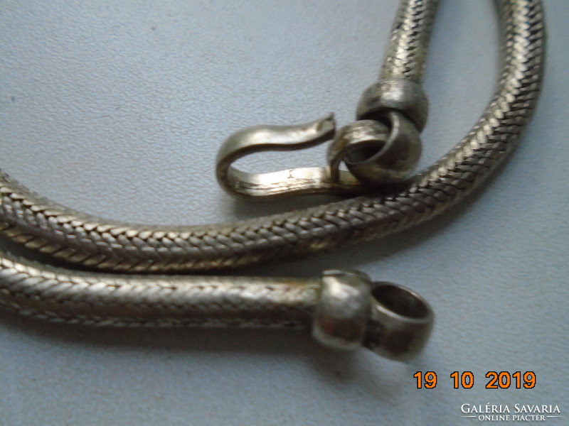 Rajasthan (Rajasthan) tribal jewelry woven from thin silver thread rope necklace with hook hanger