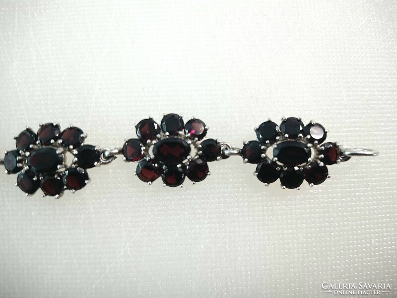 Antique Czech garnet stone 925 silver bracelet, bracelet