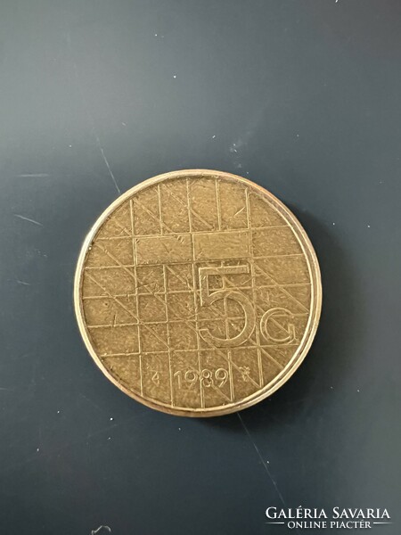 Netherlands 5 gulden beatrix | coin 1989 1987 - 2001