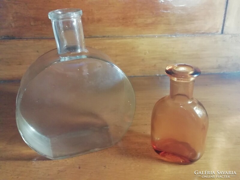 Old flat glass bottles, 2 pcs