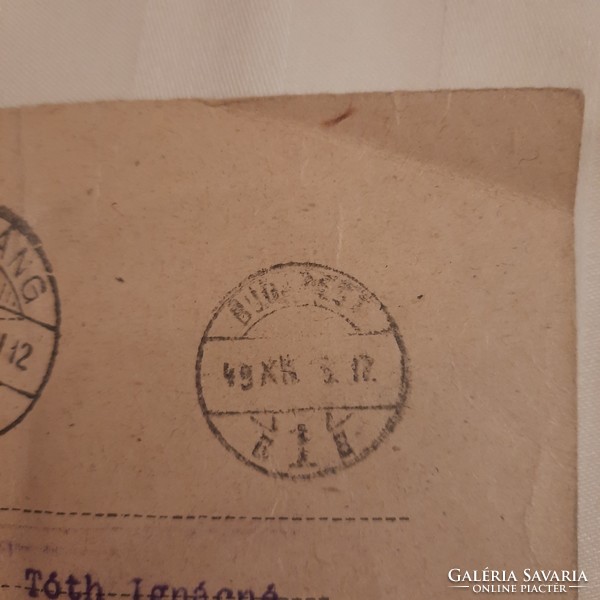 Központi Illetményhivatal ajánlott levele 1949. év