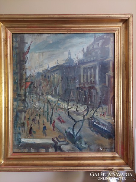 Operaház- Andrássy út képcsarnokos festmény