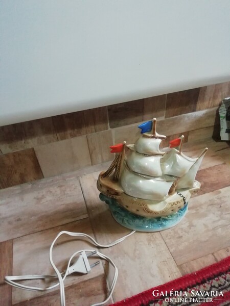 Ship's porcelain lamp shines very nicely in perfect condition