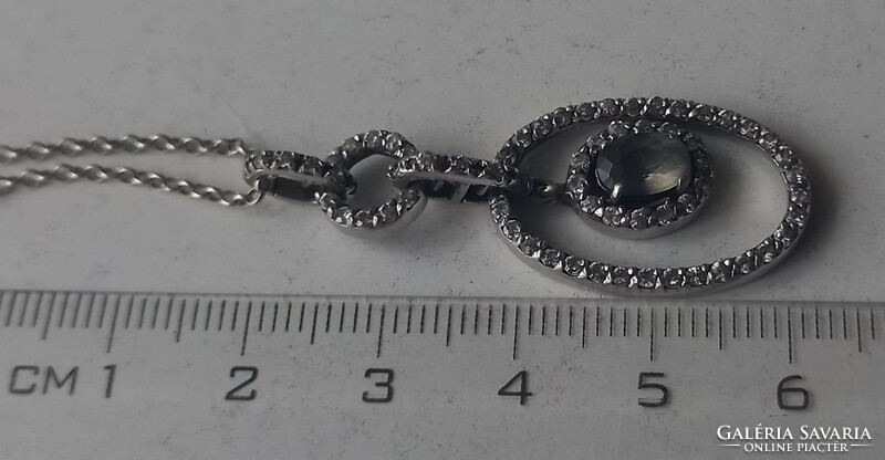 Silver necklace with stone pendant