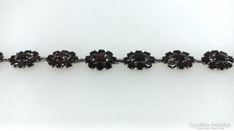 Antique Czech garnet stone 925 silver bracelet, bracelet