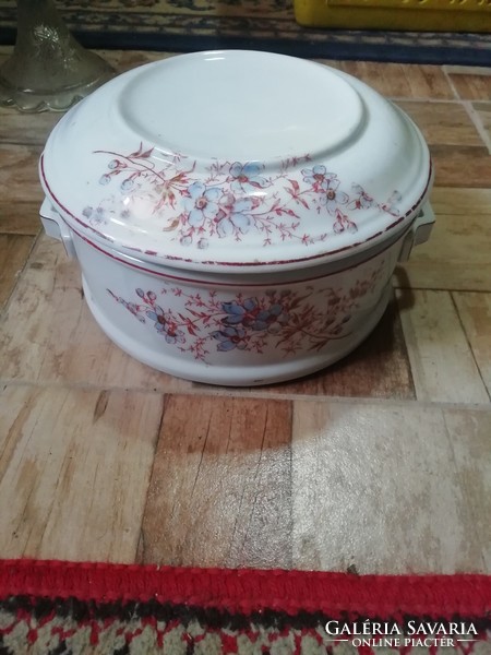Antique porcelain food barrel with lid