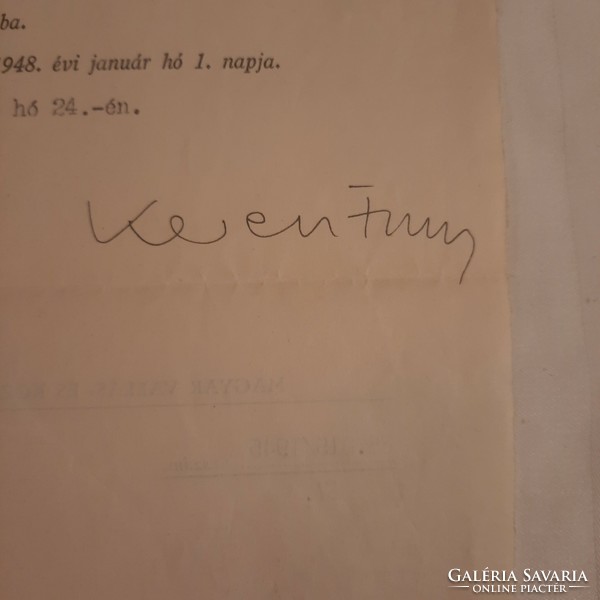 Official letter signed by Dezső Keresztury as minister, Dec. 24, 1945.