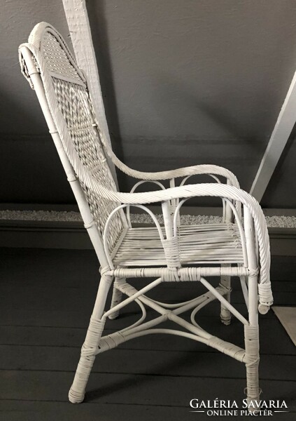 Old, original rattan, white painted set!