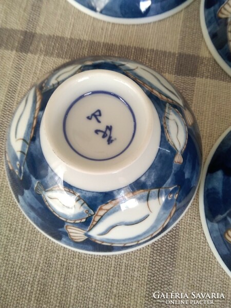 Ocean - porcelain bowls with fish decor / 4 pcs.