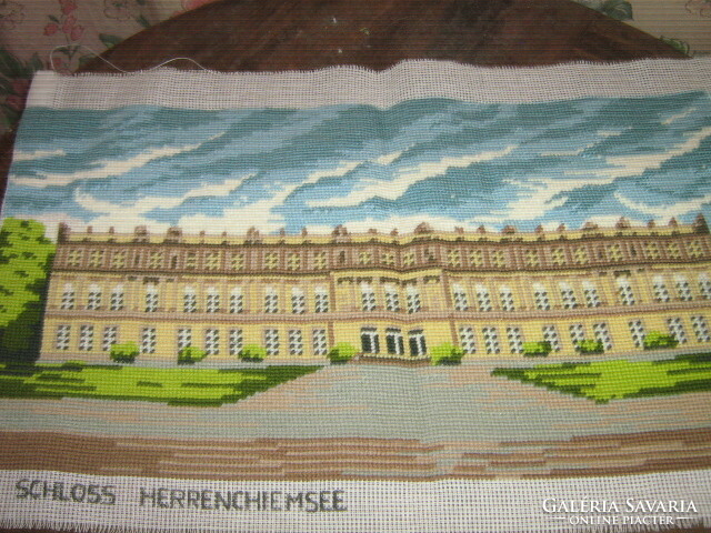 Beautiful antique tapestry picture of castle in Herrenchiemsee