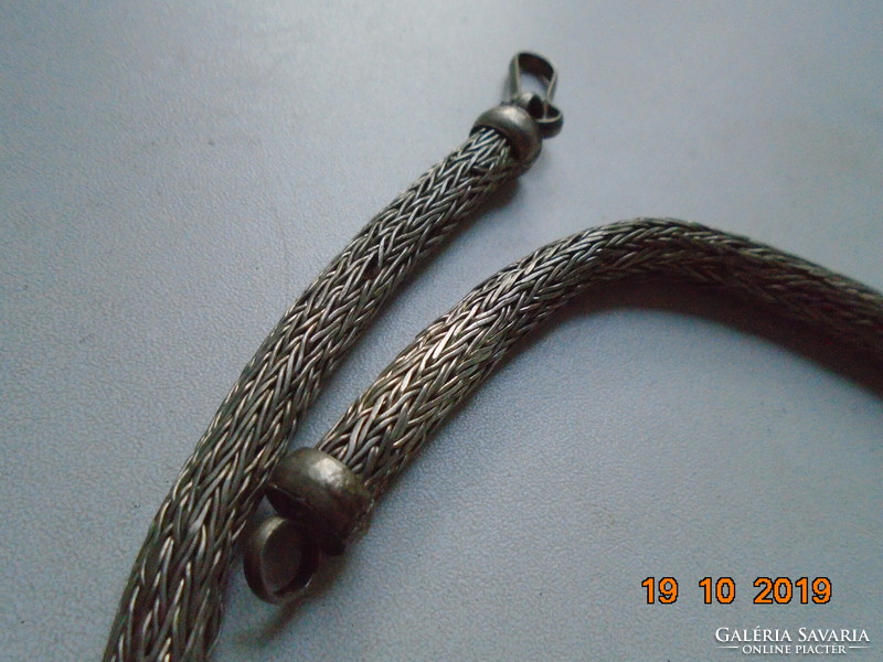 Rajasthan (Rajasthan) tribal jewelry woven from thin silver thread rope necklace with hook hanger