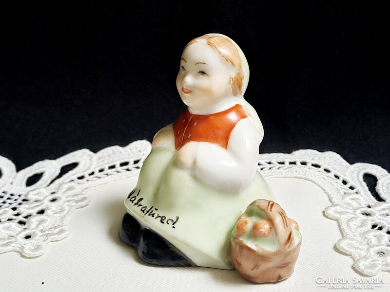 An extremely rare aquincum porcelain girl with a basket of apples bathes in a mátra bath