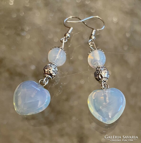 Mineral earrings mineral heart decoration sodalite agate opalite