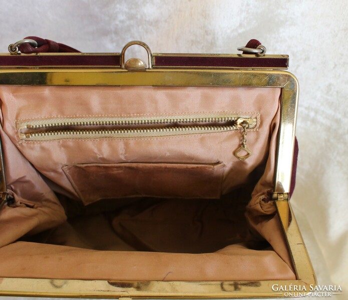 Women's velvet deep burgundy bag from the 1920s - suitable for period clothes