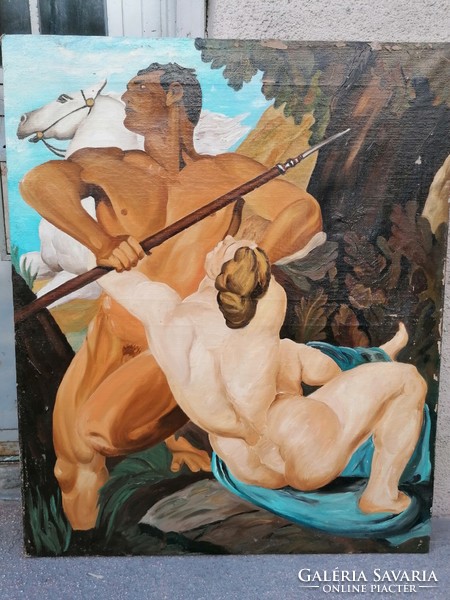 Oil on canvas painting, mythological scene