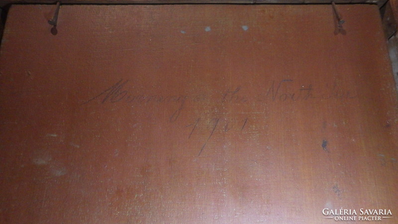 1901 oil-on-wood marked boat painting