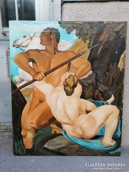 Oil on canvas painting, mythological scene