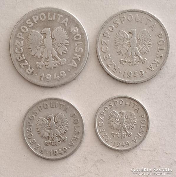 1949. Lengyelország 1 Zloty, 50, 20, 10 Groszy 4 darab  (354)