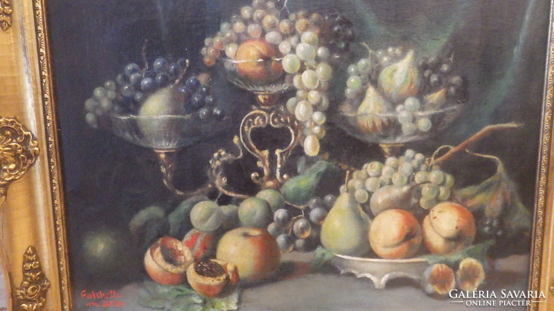 Falchetti oil on canvas fruit still life painting