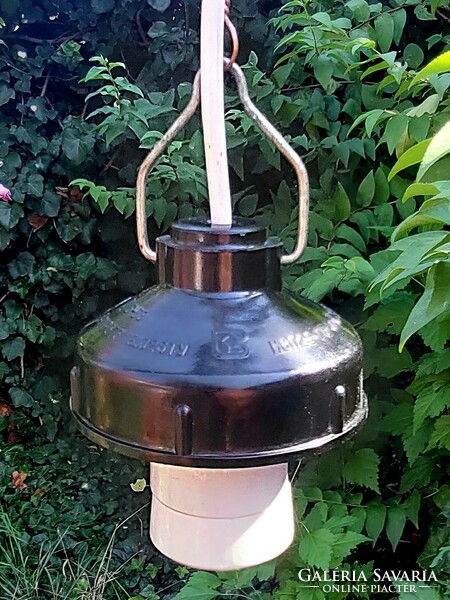 Vintage suspended industrial or barn lamp, made in the former Soviet Union in the 1970s.