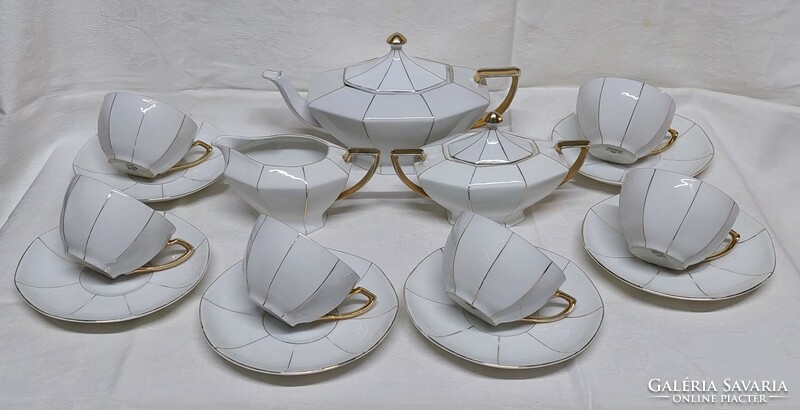 Victoria China Art Deco porcelán kávés , vagy teáskészletkészlet