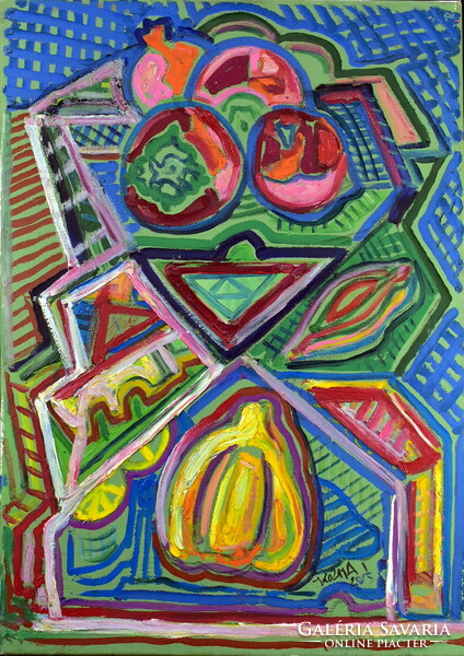 István Kozma (1937 - 2020) abstract still life with quince