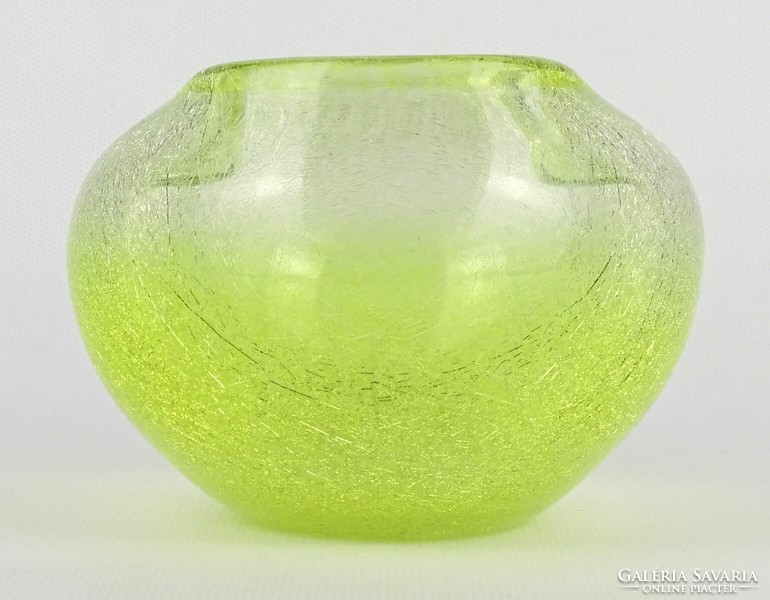 1N962 Retro sárga színű karcagi irizáló fátyolüveg váza