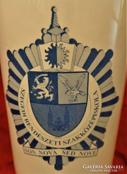 Porcelain commemorative goblet /Szeged law enforcement secondary school/ 25/9.5 Cm, 0.6 Kg.