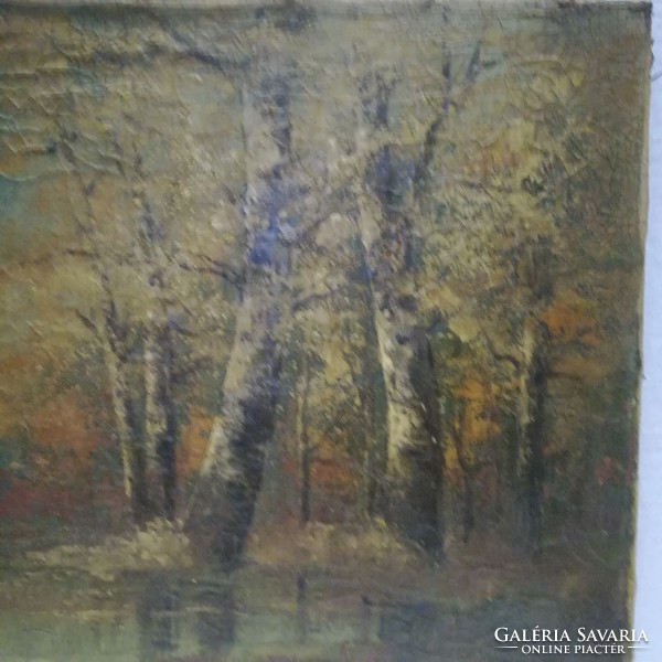 Antik Kőváry jelzett festmény , erdőbelső , olaj-vászon 50x70 cm