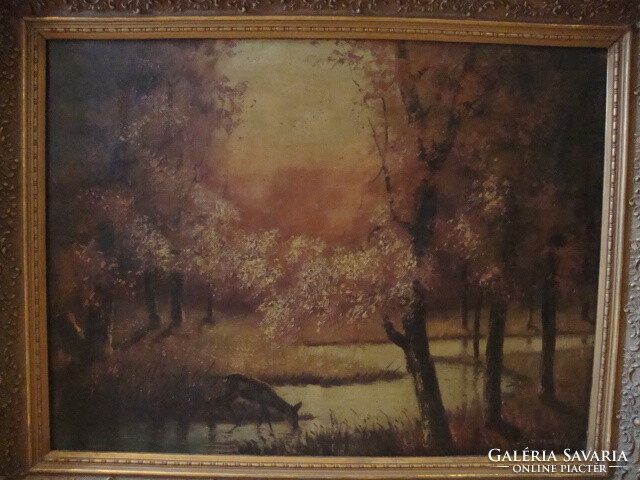 Antik jelzett olaj-vászon festmény 78x96 cm