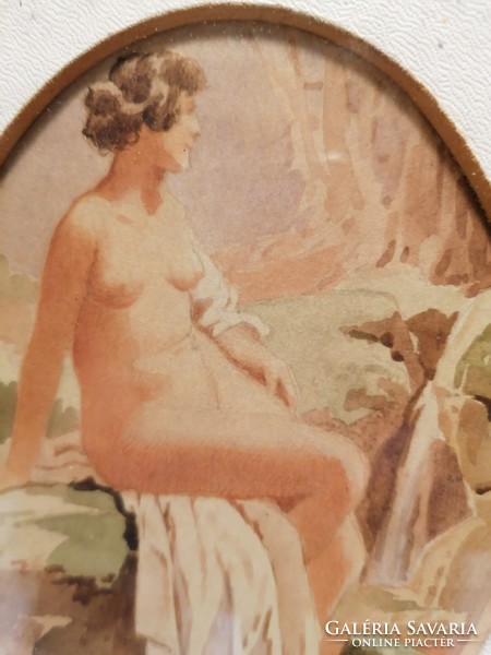 Veress Zoltán női akt 1922 akvarell festmény