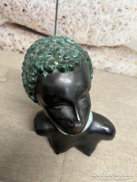 Izsépy ceramic afro female bust a47