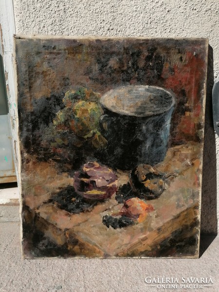 Gyula Orbán table still life oil on canvas painting